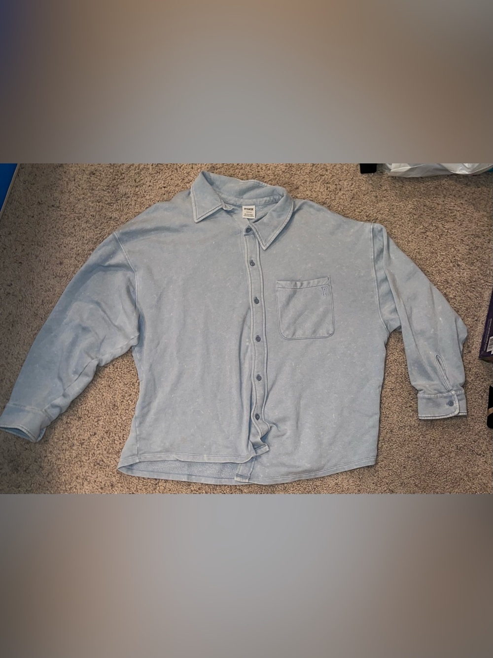 PINK Victoria's Secret Soft Light Blue Button-Down Top